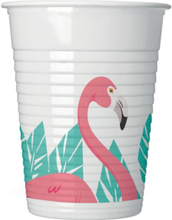 8 stk Plastmuggar 200 ml - Flamingo