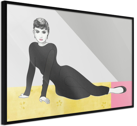 Inramad Poster / Tavla - Elegant Audrey - 60x40 Svart ram