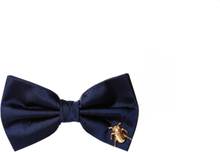 Bow Tie Bug Gold Pin Navy Blue