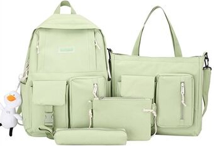 4Pcs Canvas Backpack Combo Set School Bags with Pencil Bag Casual School Bag for Teenagers Handbag C