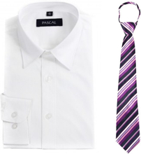 White shirt with tie purple