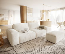 DELIFE Big-sofa Lanzo XL 270x130 cm bouclee crème-wit met poef