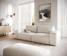DELIFE Big-sofa Lanzo L 260x110 cm bouclee crème-wit met poef
