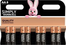 8x Duracell AA Simply batterijen alkaline LR6 MN1500 1.5 V