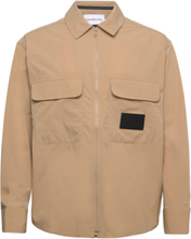 Premium Essentials Zip Overshirt Tops Overshirts Beige Calvin Klein Jeans