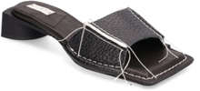 Fifi Sharp Tumbled Black Mule Sandals Shoes Mules & Slip-ins Heeled Mules Black MIISTA