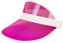 Verkleed zonneklep/sunvisor - voor volwassenen - roze/wit - Carnaval hoed