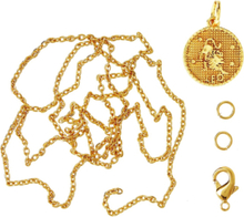 Zodiac Coin Pendant And Chain Set, Leo Toys Creativity Drawing & Crafts Craft Jewellery & Accessories Gold Me & My Box