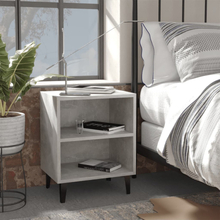 vidaXL Sängbord med metallben 2 st betonggrå 40x30x50 cm