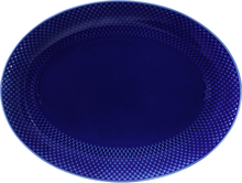 Lyngby Porcelæn Rhombe Serveringsfat oval, mørkeblå
