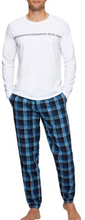 BOSS Dynamic Long Pyjama Hvid/Blå bomuld X-Large Herre