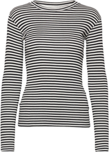 2X2 Cotton Stripe Tuba Top T-shirts & Tops Long-sleeved Svart Mads Nørgaard*Betinget Tilbud