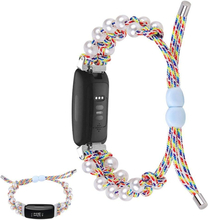 Fitbit Inspire 2 nylon adorned bead style watch strap - Rainbow