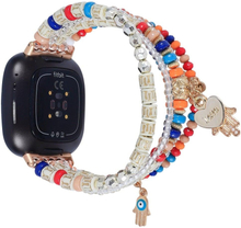 Fitbit Sense 2 / Versa 4 decorated bead and agate watch strap - Colorful