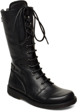 Boots - Flat - With Laces Höga Stövlar Black ANGULUS