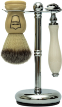"3 Piece Black Brush-111B-Chrome Stand Beauty Men Shaving Products Razors Multi/patterned Parker"