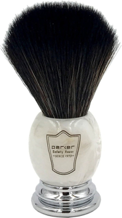 Marbled Ivory Chrome Handle Black Synthetic Shave Bristle Beauty MEN Shaving Products Shaving Brush Creme Parker*Betinget Tilbud