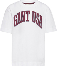 Over D Gant Usa T-Shirt T-shirts Short-sleeved Hvit GANT*Betinget Tilbud