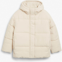 Oversized puffer jacket with hood - Beige