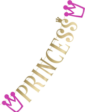 Rosa och Guldfärgad Princess Banner 90 cm - Glitter Prinsessa