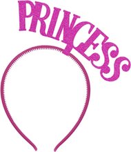 Rosa Diadem med Princess Text - Glitter Prinsessa