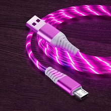 2m Glowing 3A Fast Charging Cable High-Speed Flowing Streamer Light LED Data Transfer Micro USB Cabl