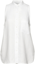Linen Sleeveless Top Shirts Linen Shirts Hvit Calvin Klein*Betinget Tilbud