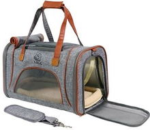 Portable Dog Carrier Bag Pet Puppy Travel Bag Breathable Mesh Handbag Cat Tote Bag, 46x26x28cm
