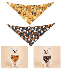 Halloween Dog Bandanas Pet Bib Bandanas Pumpkin Pet Scarf Washable Dog Bib Costume [Size: L]