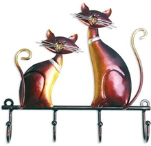 Iron Art Cat Design 4-krog Vægbeslag Hanger Frakker Tasker Tøjholder Krog Indretning til Home Decor