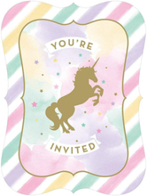 8 stk Invitasjoner - Golden Unicorn