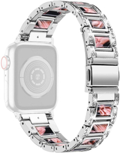 Apple Watch Series 8 (45mm) / Watch Ultra rhinestone stainless steel watch strap - Silver / Black Pink Mix