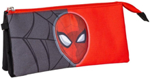 Tredubbel Carry-all Spiderman Röd 22,5 x 2 x 11,5 cm Svart