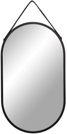 Trapani Spejl - Spejl med sort stålramme og PU strop 35x60