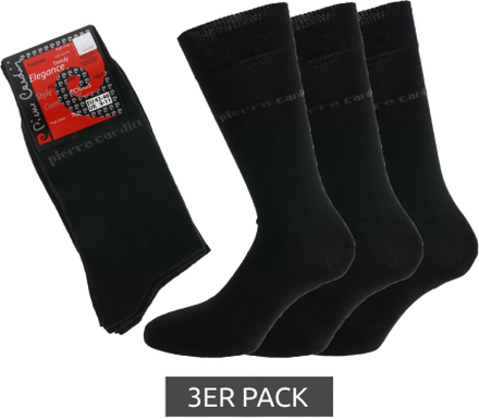3 Paar Pierre Cardin Strümpfe klassische Business-Socken mit hohem Baumwollanteil PC8010 Schwarz