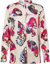 Shirt In Butterfly Print Tops Blouses Long-sleeved Multi/patterned Coster Copenhagen