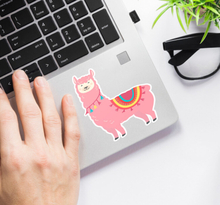 Stickers voor laptop roze llama