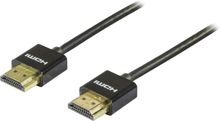 DELTACO ohut HDMI-kaapeli, HDMI High Speed with Ethernet, 2m, musta