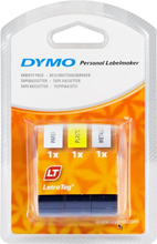 DYMO LetraTag muoviteippi, kelt/hopea/valk (1/väri), 12mm, 4m - 91241