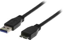 DELTACO USB 3.0 kaapeli, A uros - Micro B ur, 1m, musta