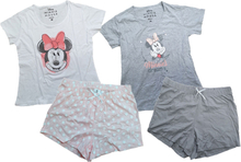Disney Minnie Mouse Damen Pyjama kurzer Baumwoll Sommer-Schlafanzug in Weiß oder Grau