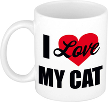 I love my cat / Ik hou van mijn kat / poes cadeau mok / beker wit 300 ml - Cadeau mokken