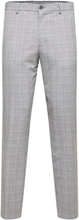 Slhslim-Liam Lt Grey Chk Trs Flex B Bottoms Trousers Formal Grey Selected Homme