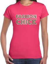 Fashion Chick slangen print tekst t-shirt roze dames
