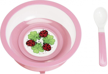 Playshoes bord met zuignap en lepel 16 cm junior roze/wit 2-delig