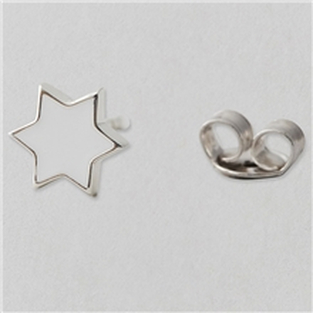 Design Letters Earring Stud Enamel Star Silver
