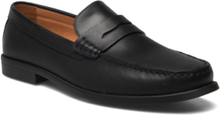 "Leather Penny Loafers Loafers Flade Sko Black Mango"