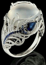 Vintage Silver Hollow Natural Opal Rings Feather Pattern Rings for Women Jewelry, Ring Size:10