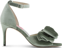 Marita Velvet Shoes Heels Pumps Peeptoes Grønn Custommade*Betinget Tilbud