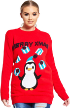 Merry Xmas - Röd Pingvin Jultröja
